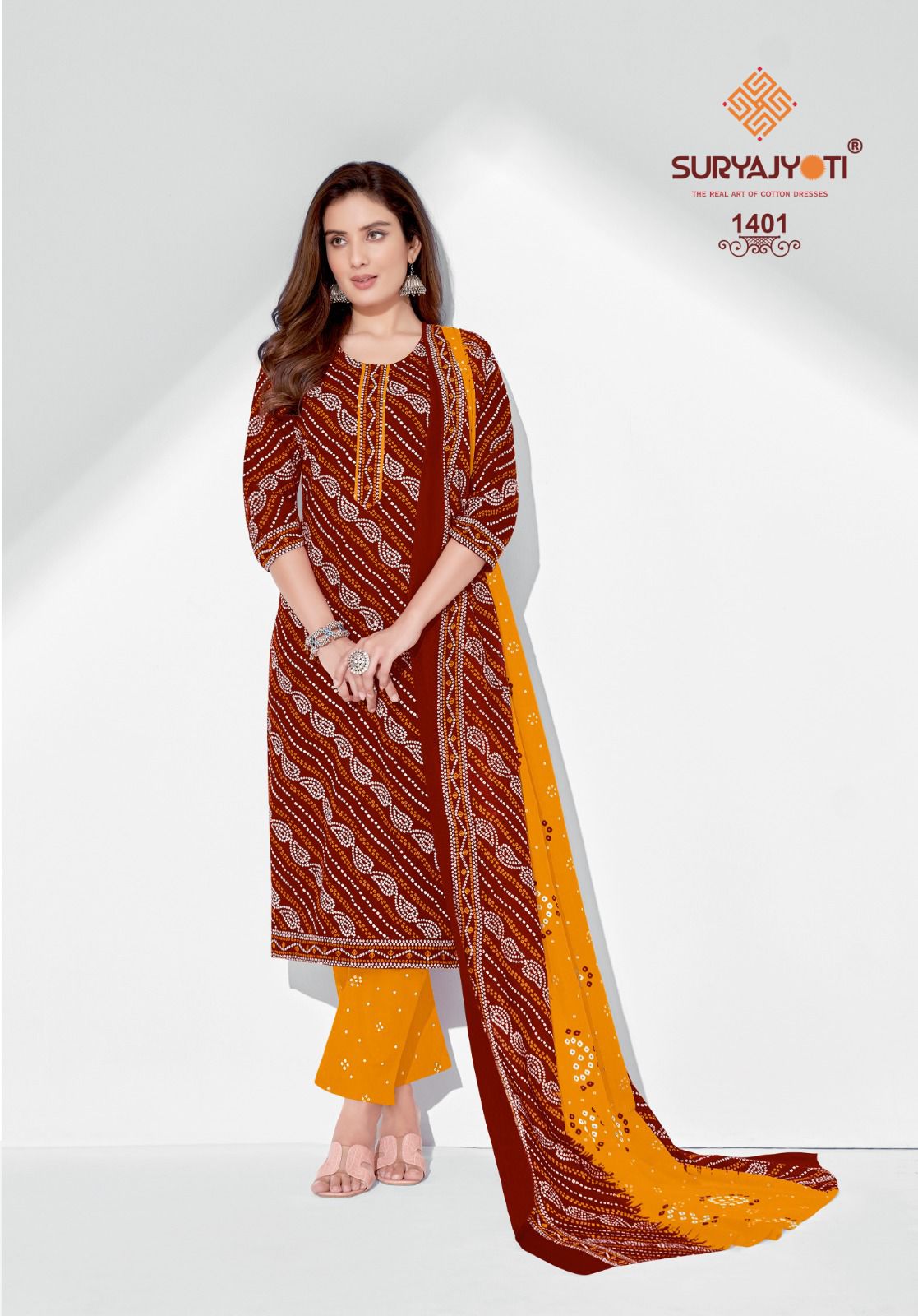 Suryajyoti Bandhani Special Vol 14 Cotton Wholesale Salwar Suit Catalog — Wholesale Salwar Suits, MPA wholesale from Surat - Gallery Image 2