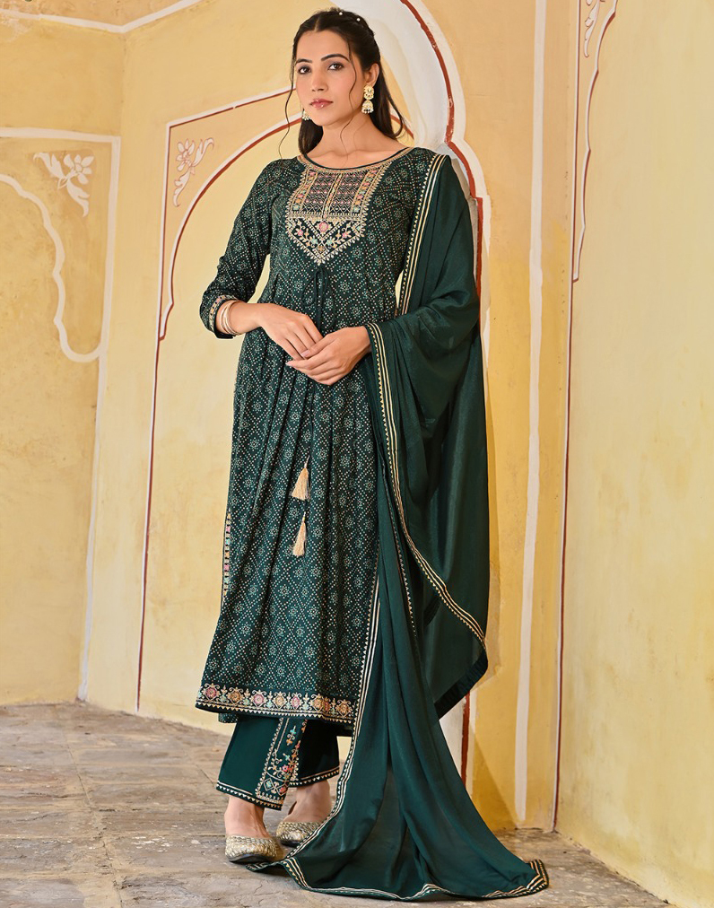 Rangoon Bandhej Rayon Bandhej Print Wholesale Readymade Salwar Suit Catalog — Wholesale Salwar Suits, MPA wholesale from Surat — view 1