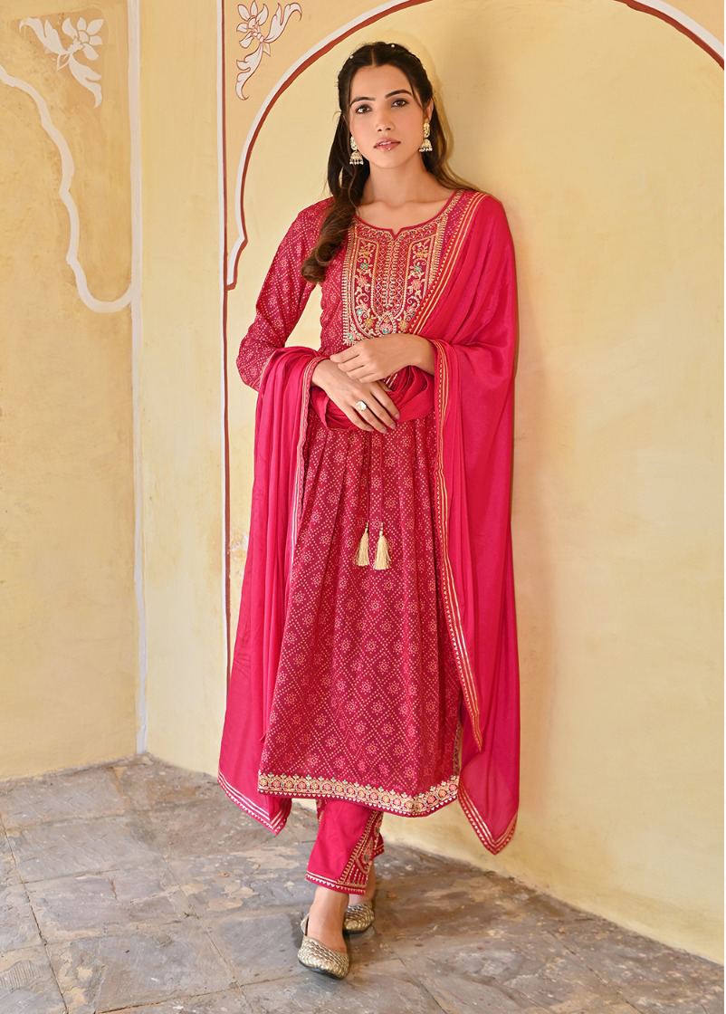 Rangoon Bandhej Rayon Bandhej Print Wholesale Readymade Salwar Suit Catalog — Wholesale Salwar Suits, MPA wholesale from Surat - Gallery Image 2