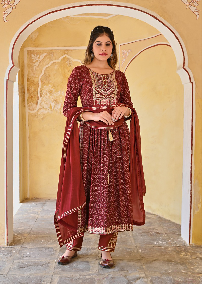 Rangoon Bandhej Rayon Bandhej Print Wholesale Readymade Salwar Suit Catalog — Wholesale Salwar Suits, MPA wholesale from Surat - Gallery Image 3