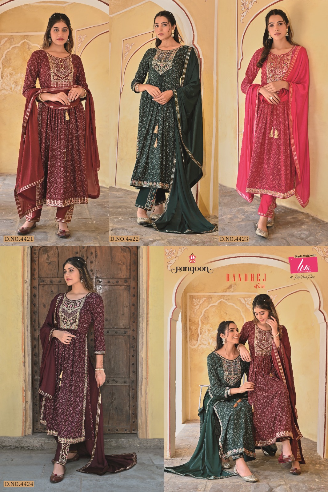 Rangoon Bandhej Rayon Bandhej Print Wholesale Readymade Salwar Suit Catalog — Wholesale Salwar Suits, MPA wholesale from Surat — view 5