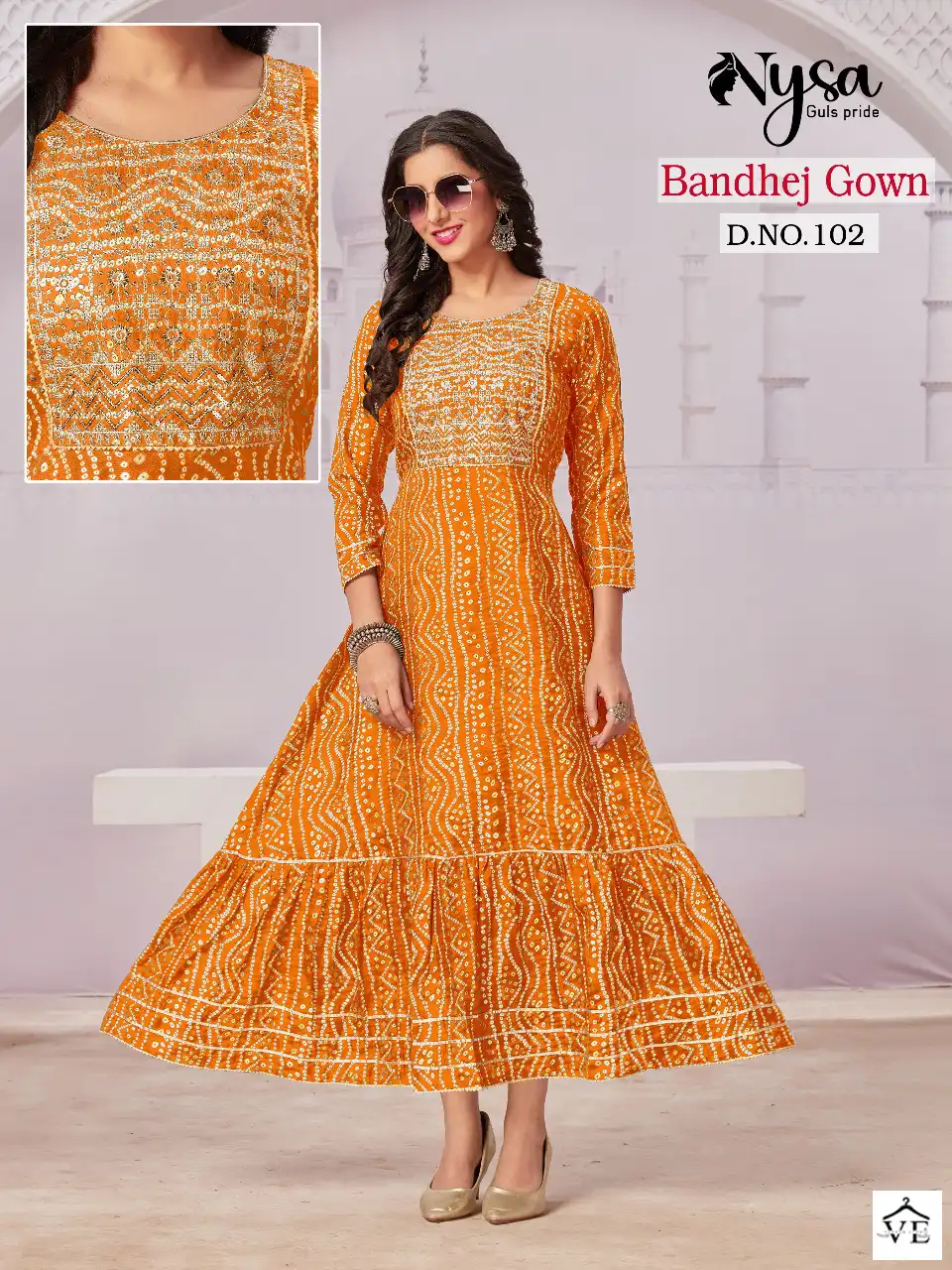 Nysa Bandhej Semi Capsule Wholesale Gown Catalog — Wholesale Kurtis, MPA wholesale from Surat - Gallery Image 3