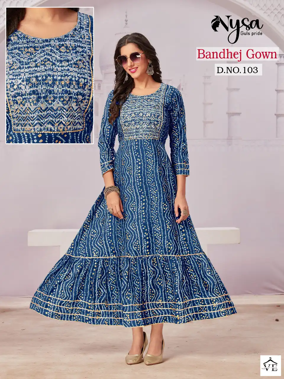 Nysa Bandhej Semi Capsule Wholesale Gown Catalog — Wholesale Kurtis, MPA wholesale from Surat - Gallery Image 2