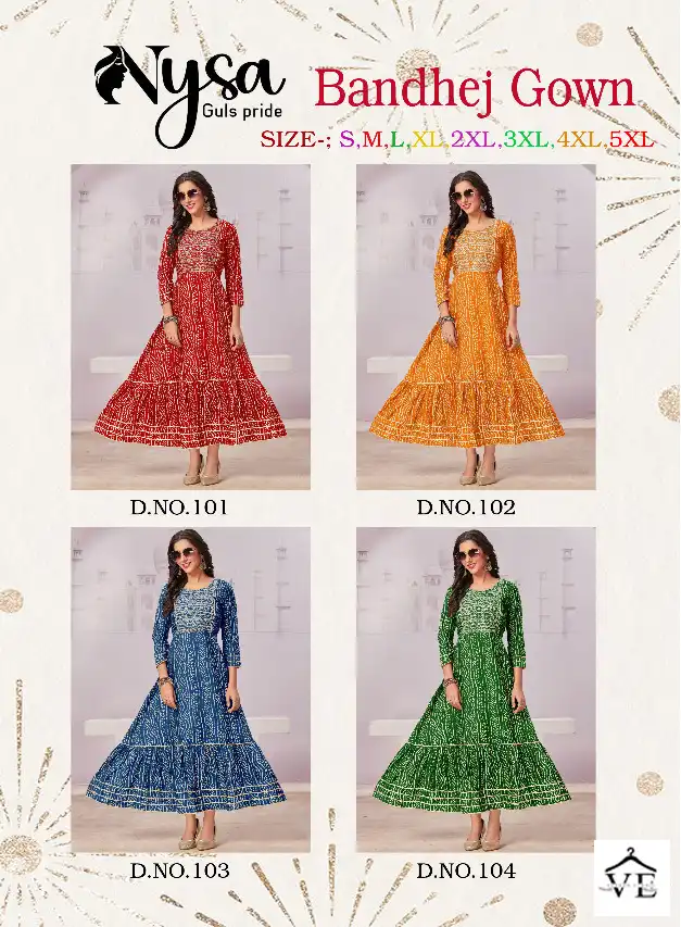Nysa Bandhej Semi Capsule Wholesale Gown Catalog — Wholesale Kurtis, MPA wholesale from Surat — view 5