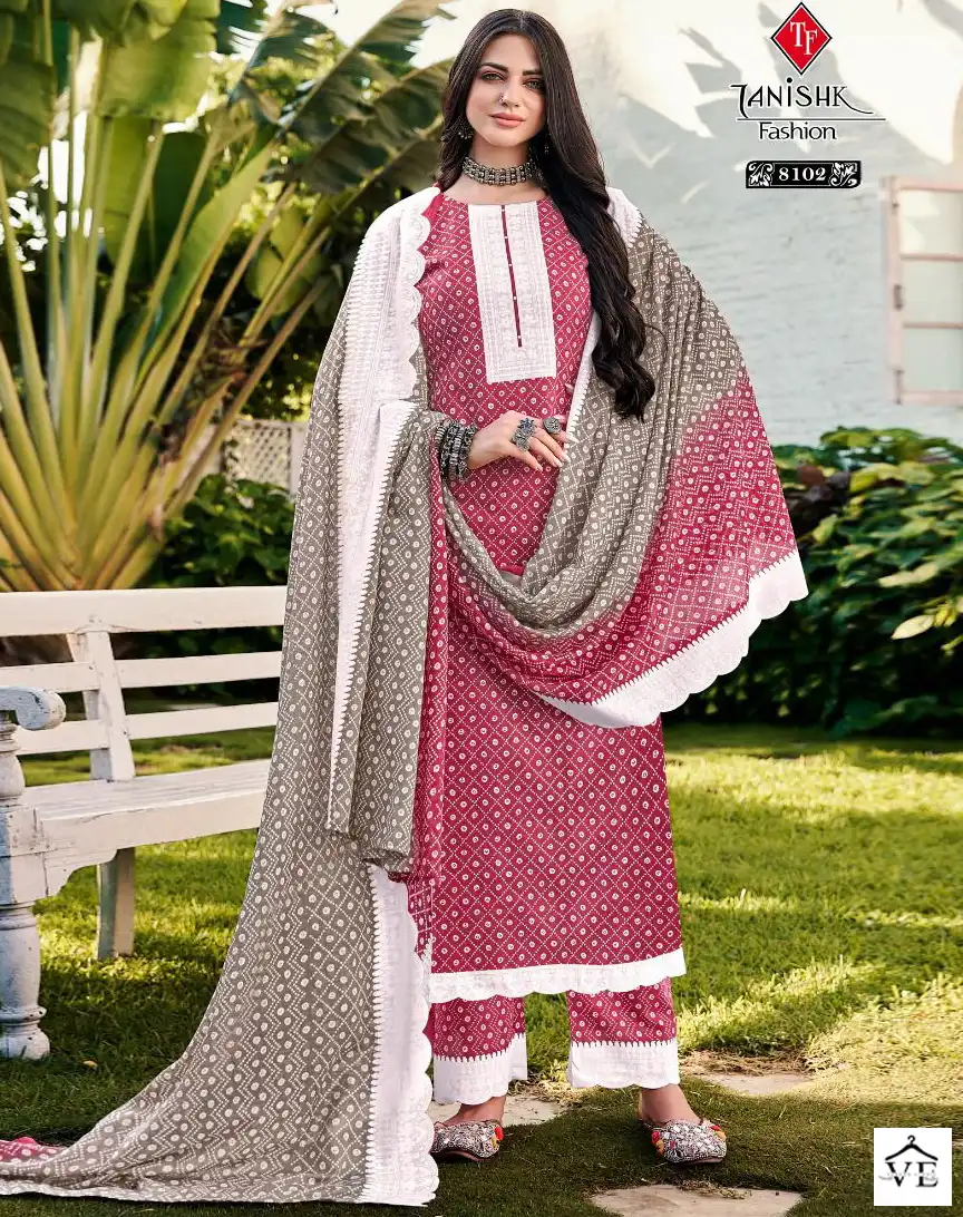 Tanishk Fashion Bandhej Vol 2 Pure Cotton Wholesale Salwar Suit Catalog — Wholesale Salwar Suits, MPA wholesale from Surat — view 1