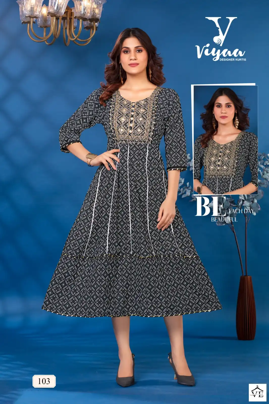 Viyaa Bandhej Vol 1 Pure Rayon Wholesale Kurti Catalog — Wholesale Kurtis, MPA wholesale from Surat - Gallery Image 3