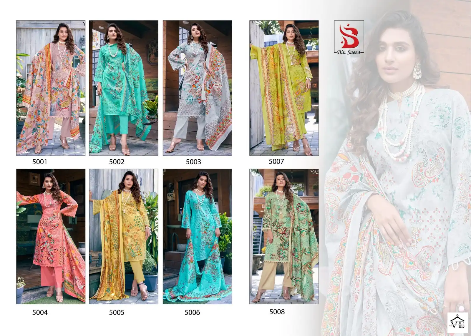 Yashika Bin Saeed Mahnoor Vol 5 Pure Lawn Wholesale Pakistani Suits Catalog — Wholesale Salwar Suits, MPA wholesale from Surat — view 9