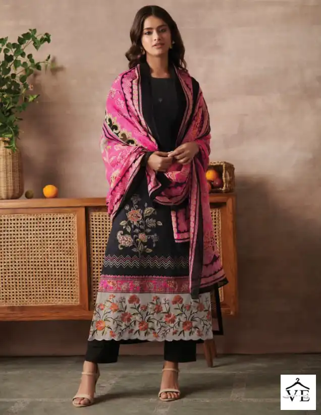 T&M Black Queen Muslin Silk Wholesale Pakistani Salwar Suit Catalog — Wholesale Salwar Suits, MPA wholesale from Surat — view 1