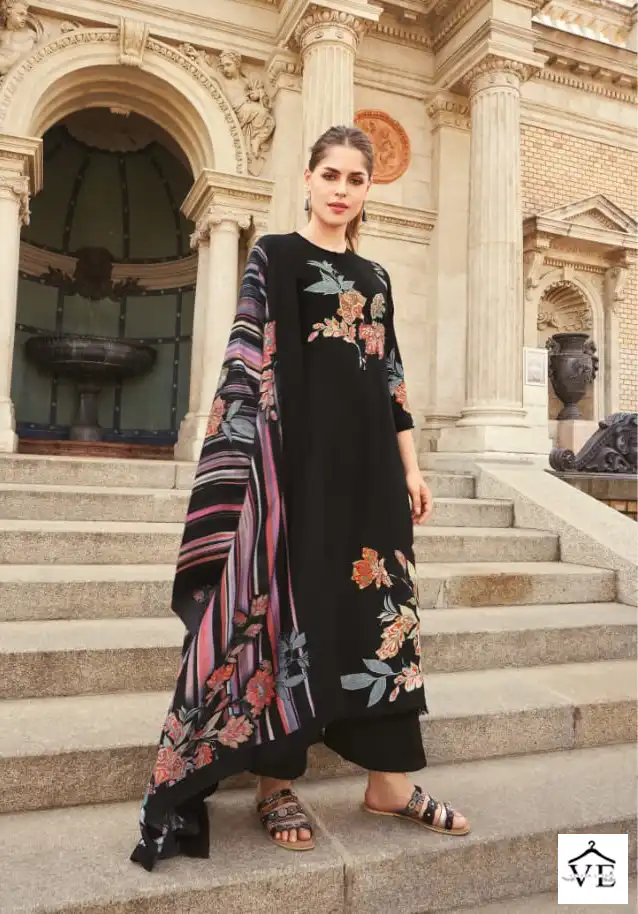 T&M Black Queen Muslin Silk Wholesale Pakistani Salwar Suit Catalog — Wholesale Salwar Suits, MPA wholesale from Surat - Gallery Image 2
