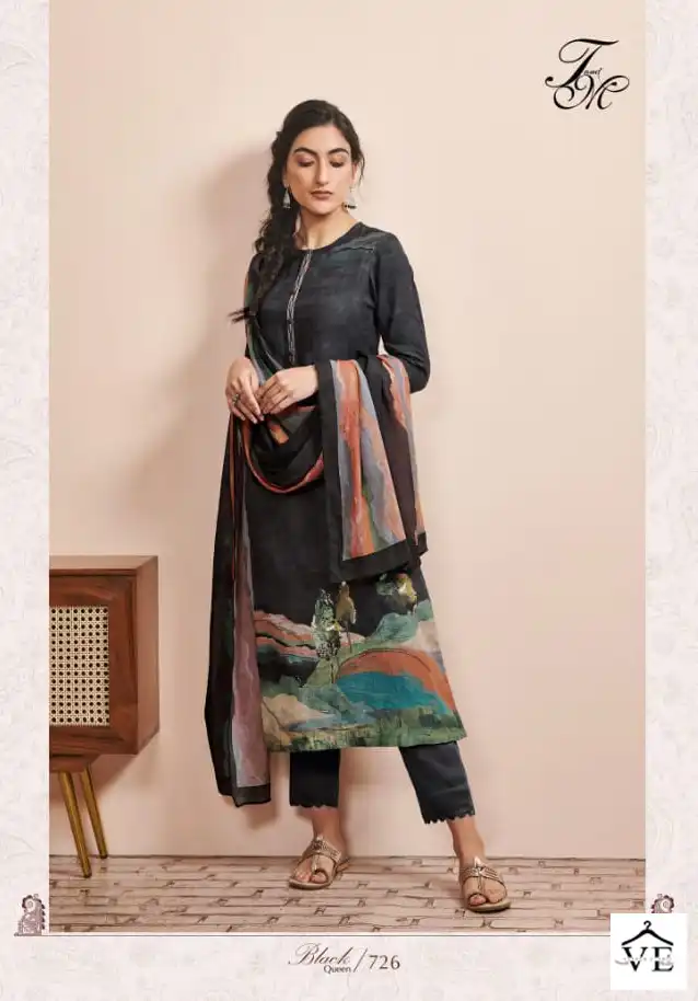 T&M Black Queen Muslin Silk Wholesale Pakistani Salwar Suit Catalog — Wholesale Salwar Suits, MPA wholesale from Surat - Gallery Image 3