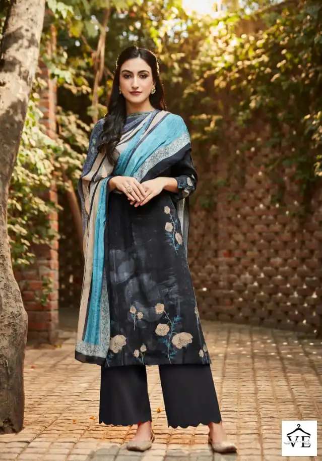 T&M Black Queen Muslin Silk Wholesale Pakistani Salwar Suit Catalog — Wholesale Salwar Suits, MPA wholesale from Surat - Gallery Image 4