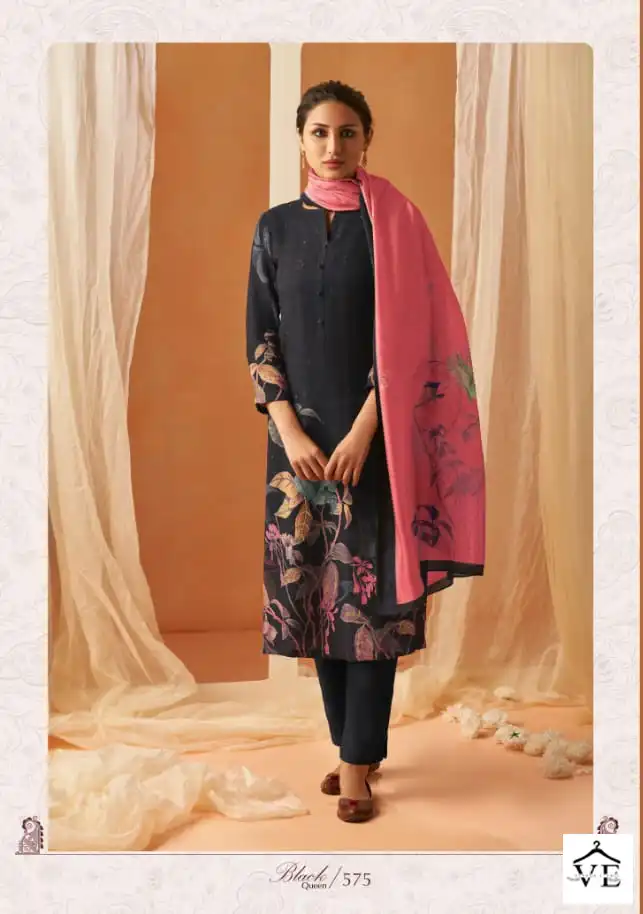 T&M Black Queen Muslin Silk Wholesale Pakistani Salwar Suit Catalog — Wholesale Salwar Suits, MPA wholesale from Surat - Gallery Image 5