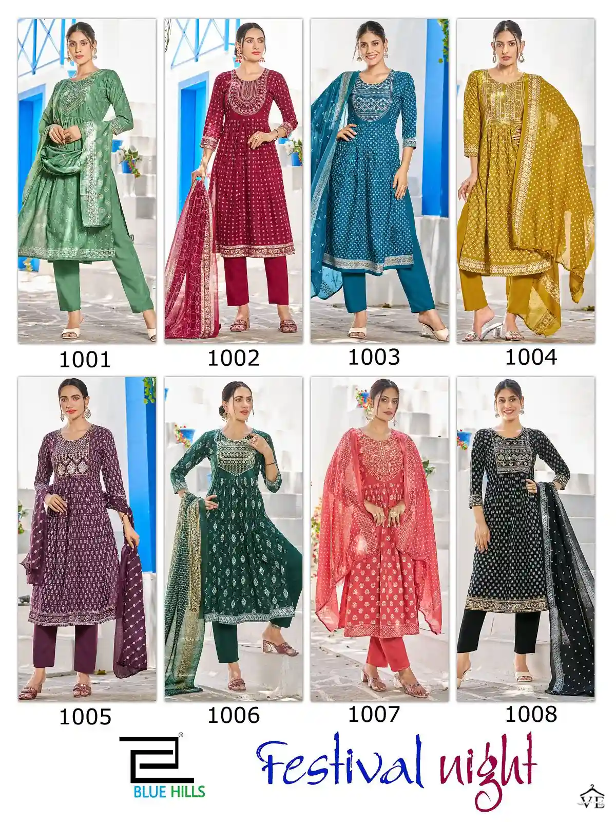 Blue Hills Festival Night Rayon 14Kg Wholesale Readymade Suits Catalog — Wholesale Salwar Suits, MPA wholesale from Surat — view 9