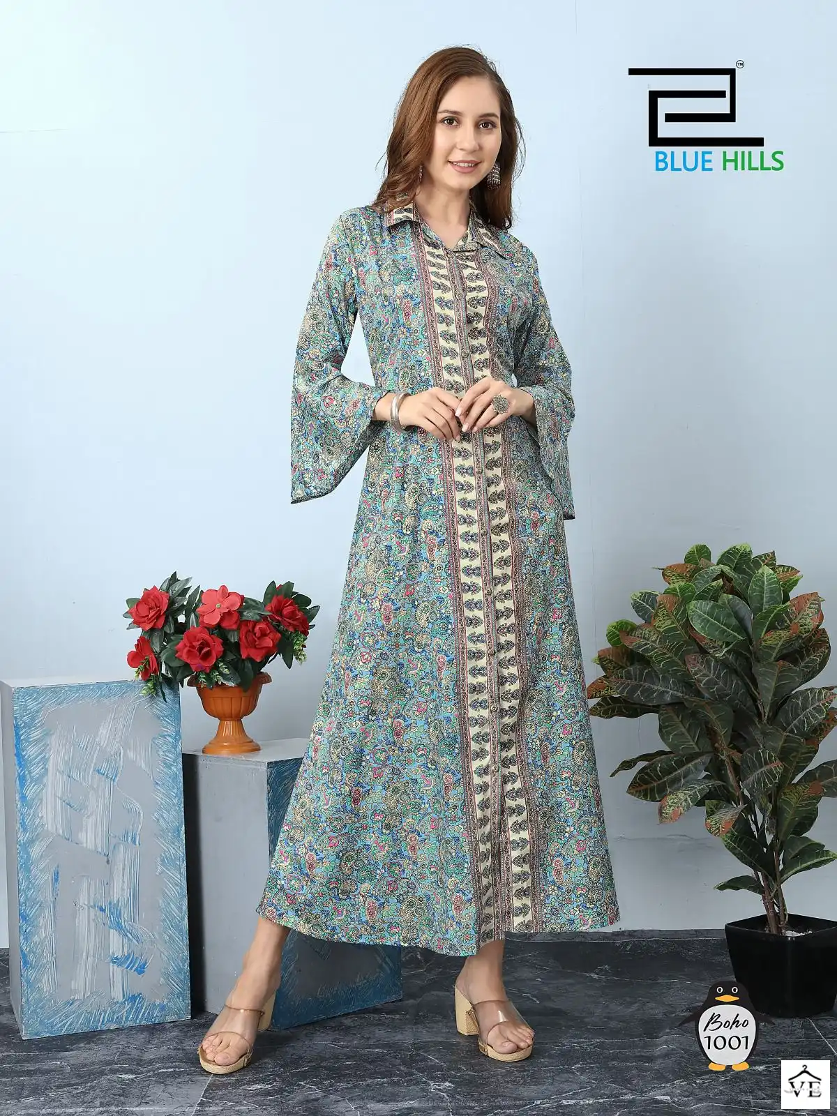 Blue Hills Boho Heavy French Crepe Wholesale Kurti Catalog — Wholesale Kurtis, MPA wholesale from Surat - Gallery Image 4