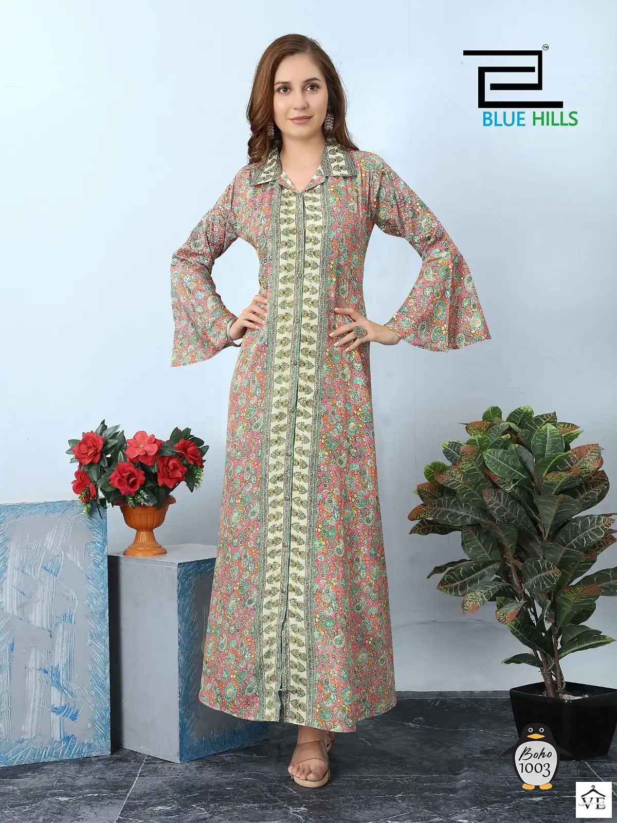 Blue Hills Boho Heavy French Crepe Wholesale Kurti Catalog — Wholesale Kurtis, MPA wholesale from Surat - Gallery Image 2
