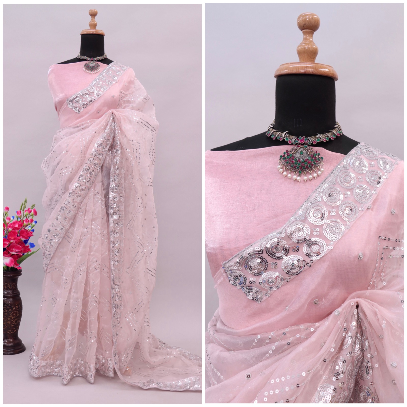Vardan Ethnic Bt 319 Soft Orgenza Silk Wholesale Sarees Catalog — Wholesale Sarees, MPA wholesale from Surat — view 4
