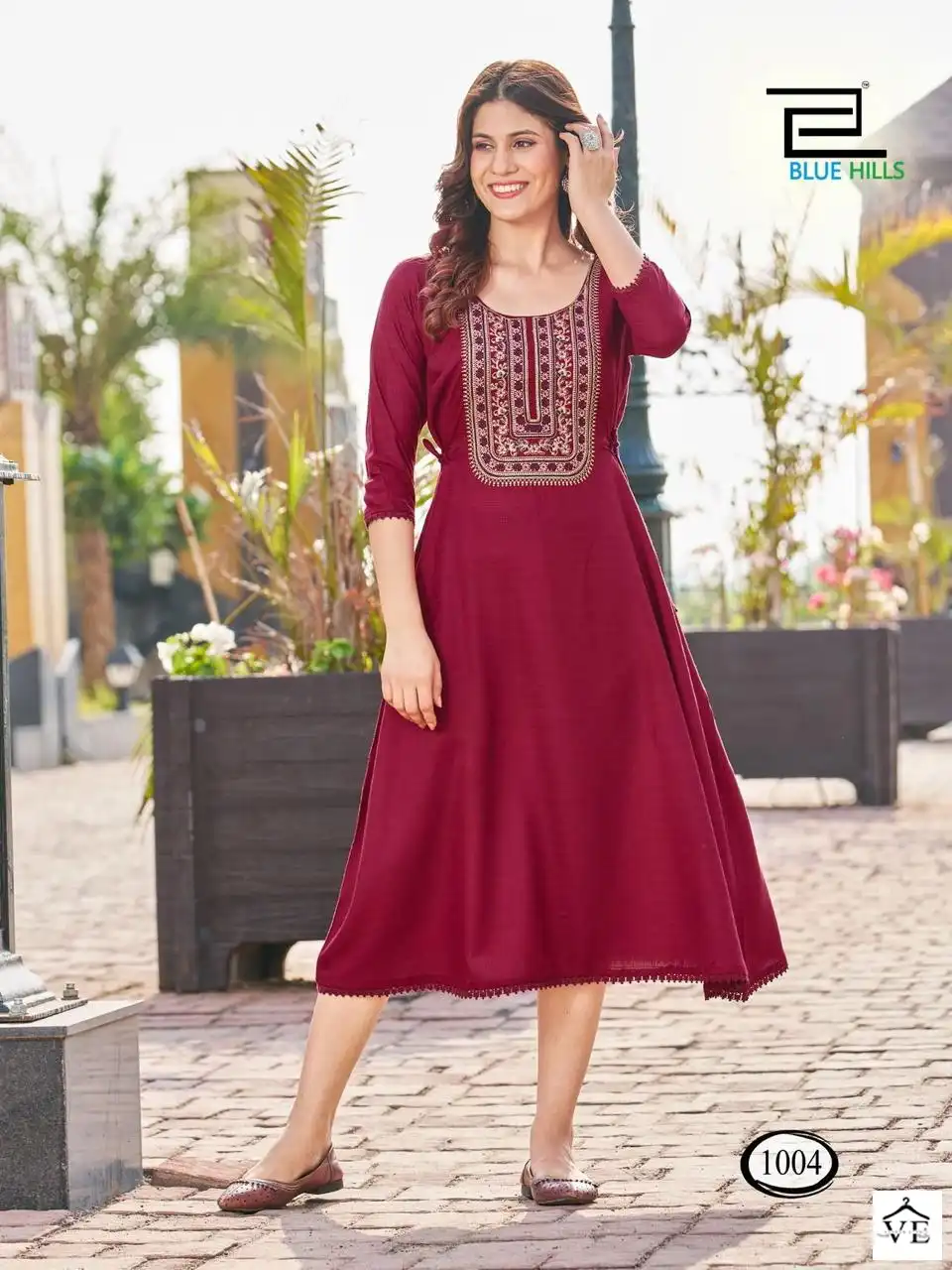 Blue Hills Butter Scotch Viscose Dobby Wholesale Midi Style Kurti Catalog — Wholesale Kurtis, MPA wholesale from Surat - Gallery Image 5