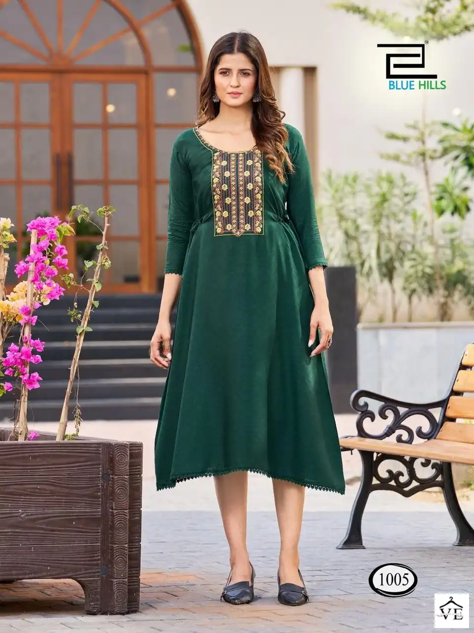 Blue Hills Butter Scotch Viscose Dobby Wholesale Midi Style Kurti Catalog — Wholesale Kurtis, MPA wholesale from Surat - Gallery Image 4
