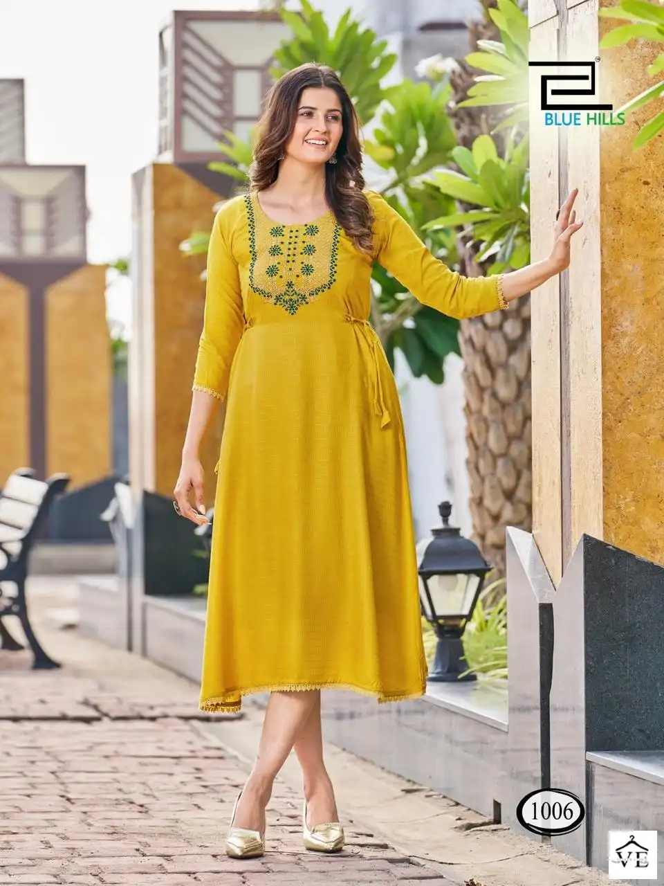 Blue Hills Butter Scotch Viscose Dobby Wholesale Midi Style Kurti Catalog — Wholesale Kurtis, MPA wholesale from Surat - Gallery Image 9