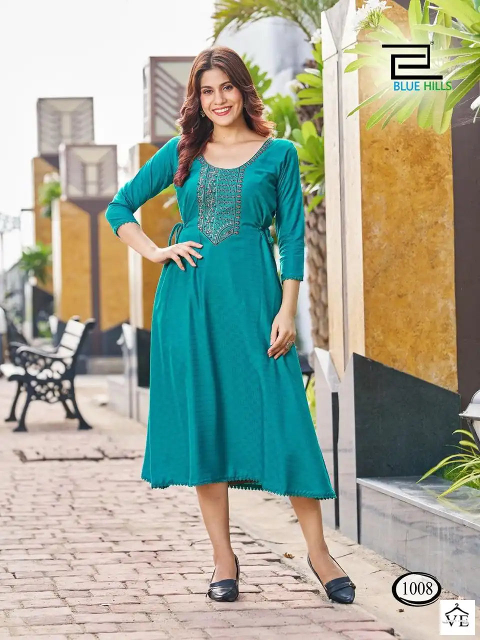 Blue Hills Butter Scotch Viscose Dobby Wholesale Midi Style Kurti Catalog — Wholesale Kurtis, MPA wholesale from Surat - Gallery Image 3