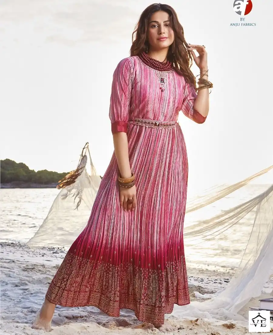 Anju Fabrics Bahara Vol 2 Pure Georgette Wholesale Designer Gown Catalog — Wholesale Kurtis, MPA wholesale from Surat — view 1
