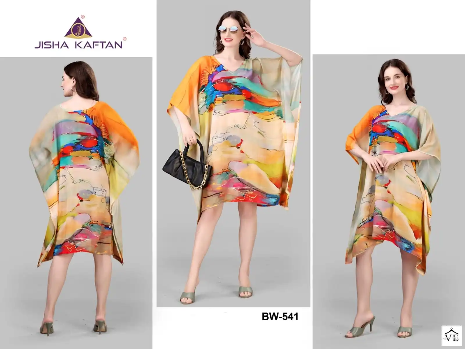 Jelite Beachwear Weightless Georgette Wholesale Kaftan Catalog — Wholesale Kurtis, MPA wholesale from Surat — view 3
