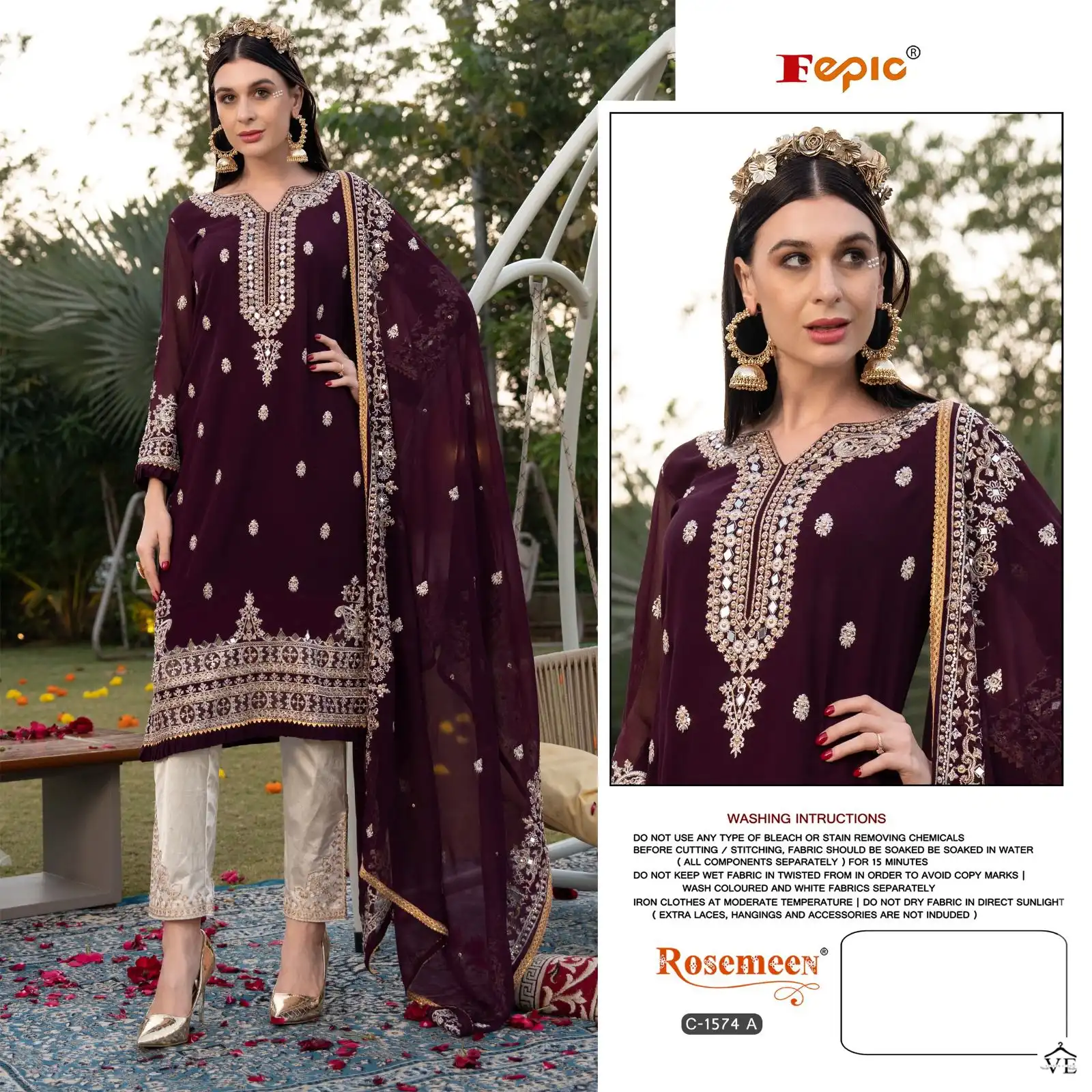 Fepic C 1574 Georgette Wholesale Pakistani Salwar Suit Catalog — Wholesale Salwar Suits, MPA wholesale from Surat - Gallery Image 2