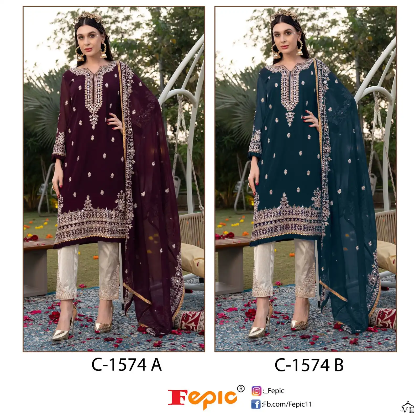 Fepic C 1574 Georgette Wholesale Pakistani Salwar Suit Catalog — Wholesale Salwar Suits, MPA wholesale from Surat — view 3