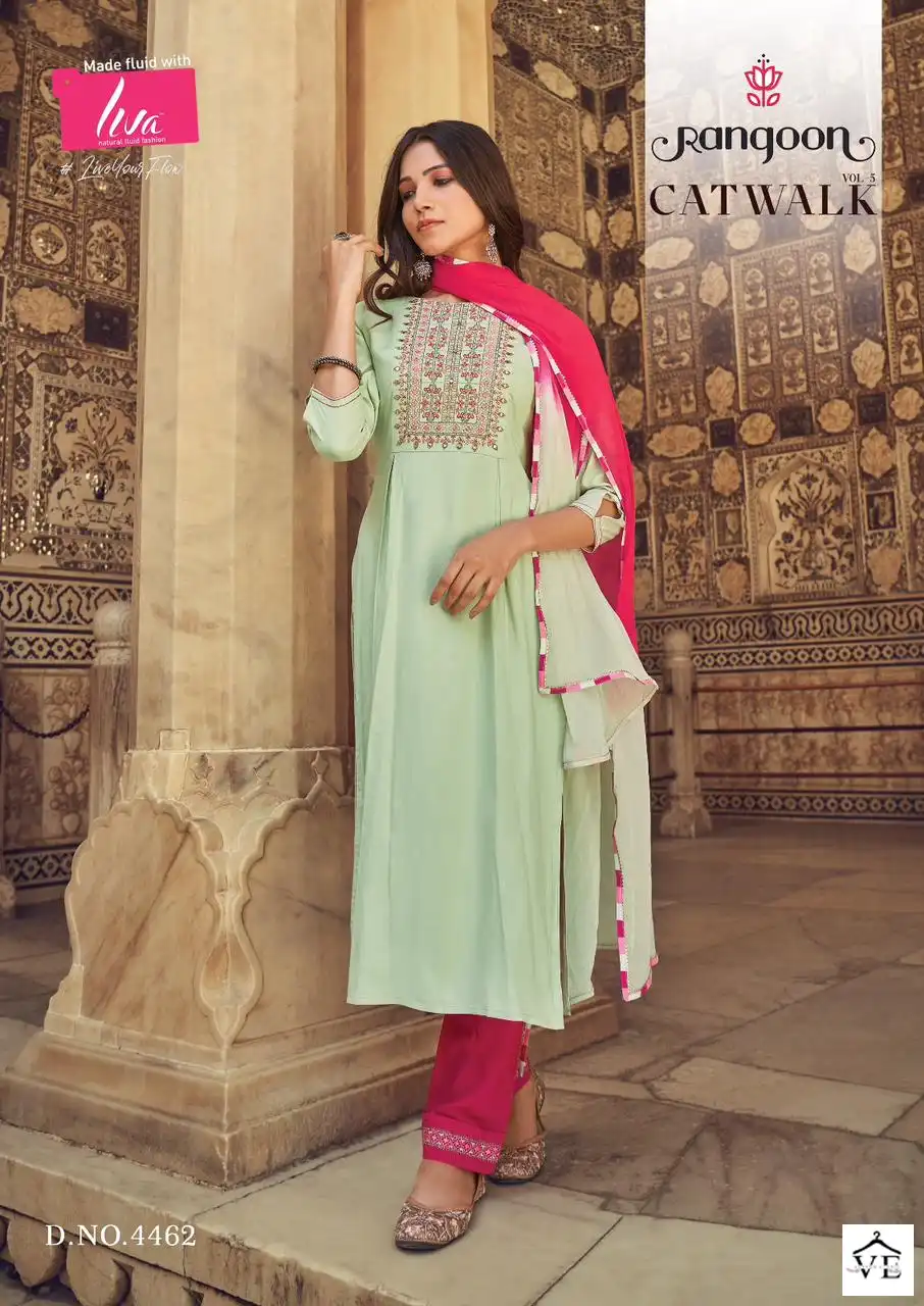Rangoon Catwalk Vo 5 Heavy Rayon Wholesale Readymade Salwar Suit Catalog — Wholesale Salwar Suits, MPA wholesale from Surat - Gallery Image 3