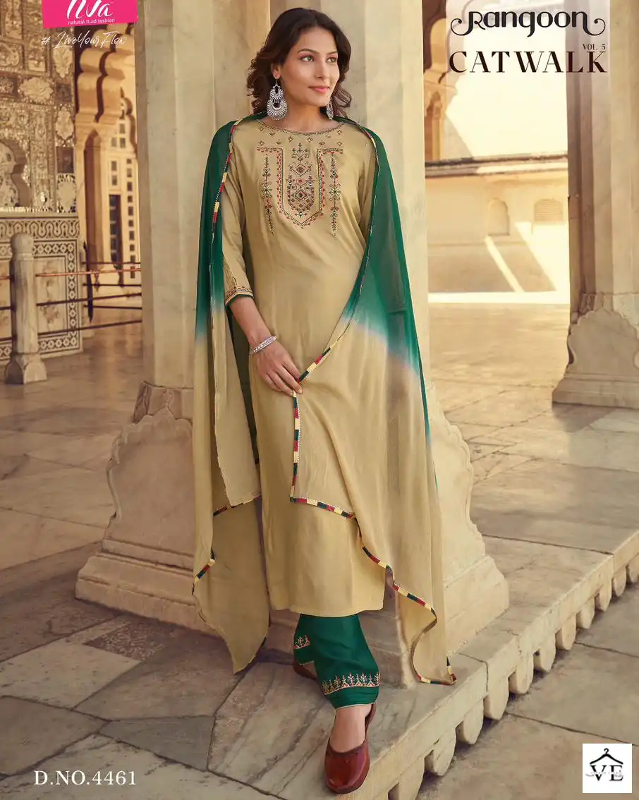 Rangoon Catwalk Vo 5 Heavy Rayon Wholesale Readymade Salwar Suit Catalog — Wholesale Salwar Suits, MPA wholesale from Surat — view 1