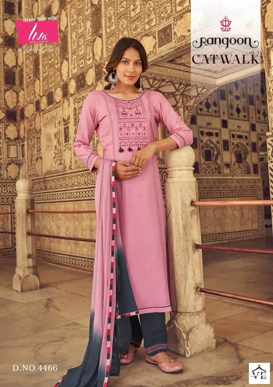 Rangoon Catwalk Vo 5 Heavy Rayon Wholesale Readymade Salwar Suit Catalog — Wholesale Salwar Suits, MPA wholesale from Surat - Gallery Image 4