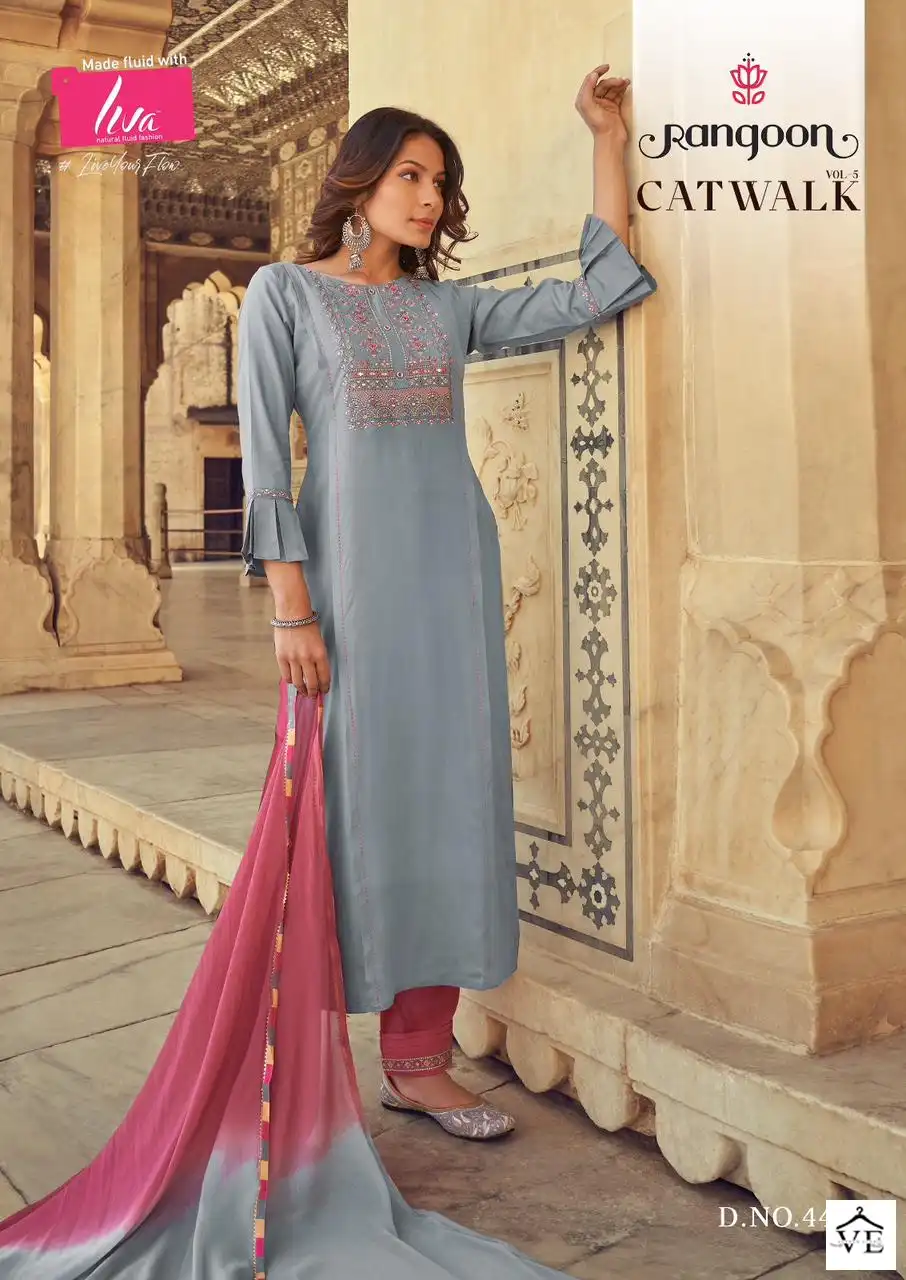 Rangoon Catwalk Vo 5 Heavy Rayon Wholesale Readymade Salwar Suit Catalog — Wholesale Salwar Suits, MPA wholesale from Surat - Gallery Image 6