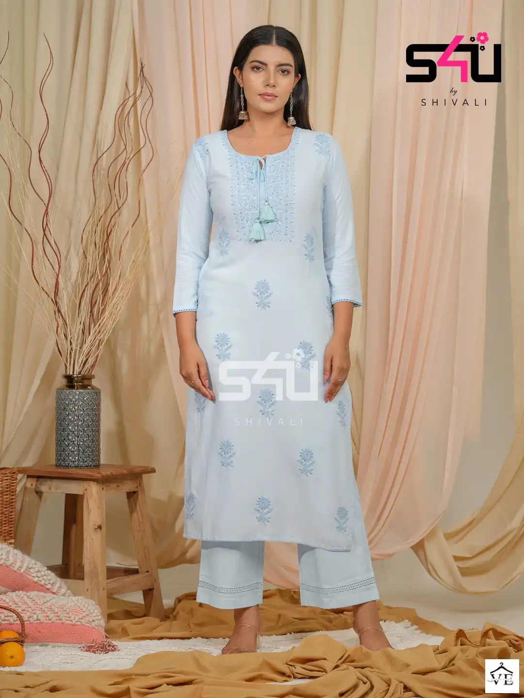 S4U Shivali Chikankari Fancy Wholesale Designer Kurti With Bottom Set Catalog — Wholesale Kurtis, MPA wholesale from Surat - Gallery Image 3