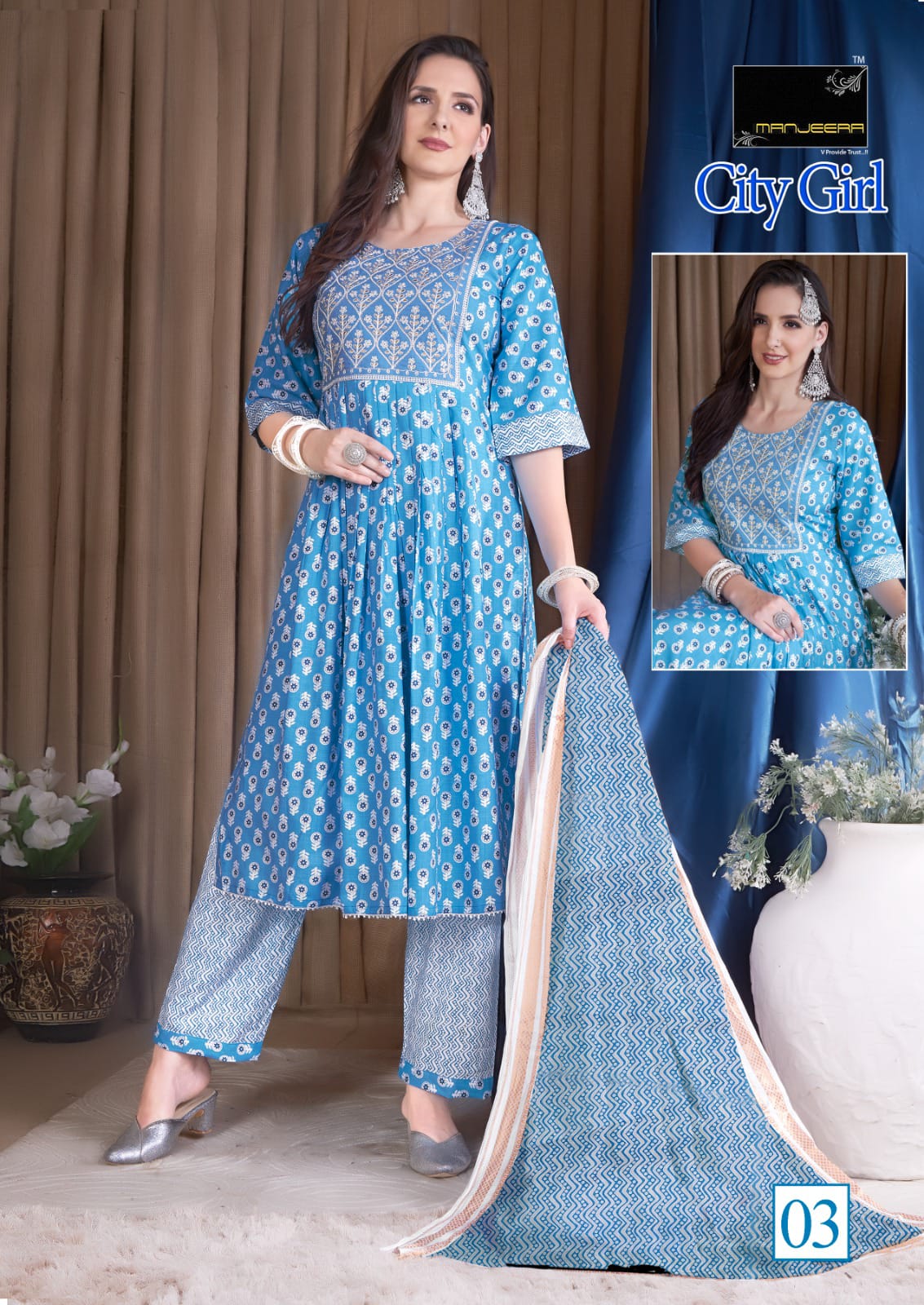 Manjeera City Girl Rayon Wholesale Readymade Salwar Suit Catalog — Wholesale Salwar Suits, MPA wholesale from Surat — view 4