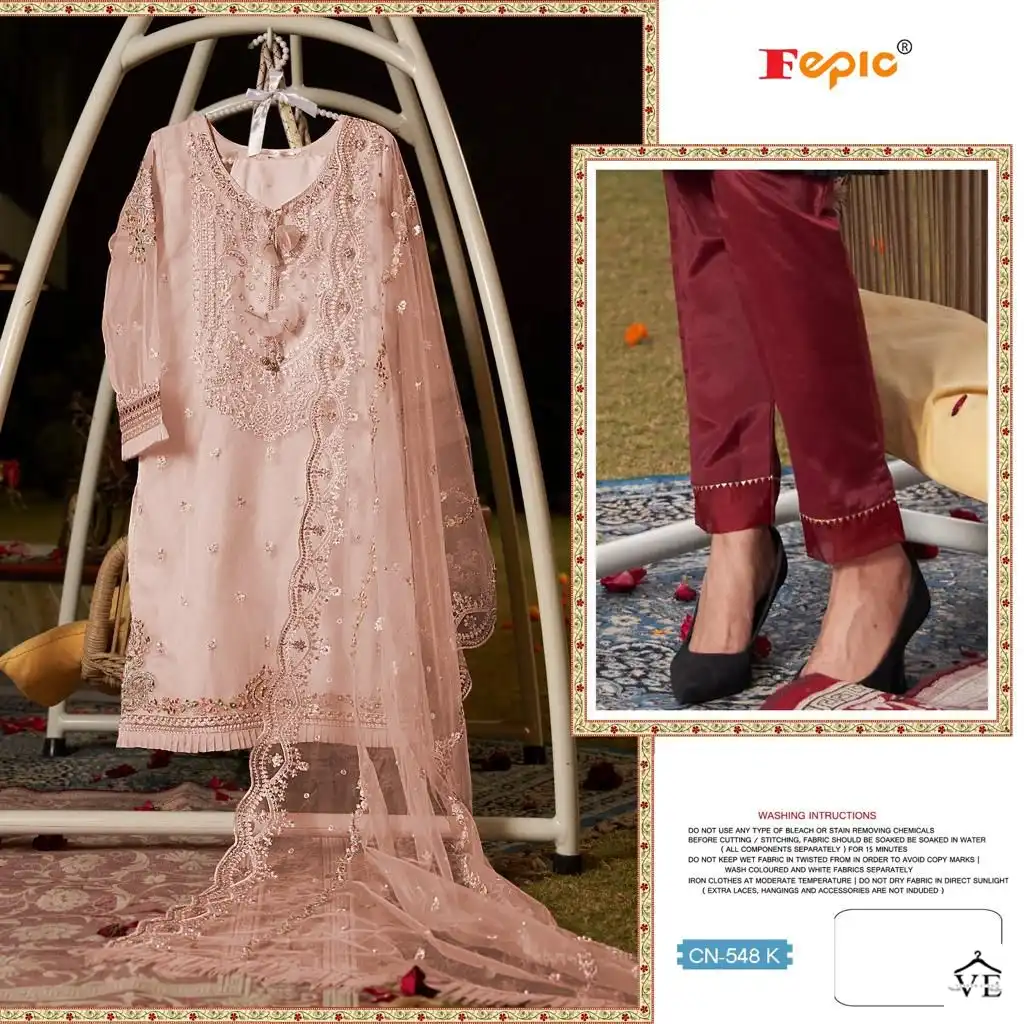 Fepic CN-548 Organza Wholesale Readymade Pakistani Suit Catalog — Wholesale Salwar Suits, MPA wholesale from Surat — view 3
