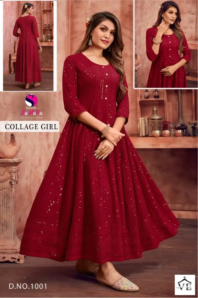 Samara College Girl Rayon Wholesale Long Kurtis Catalog — Wholesale Kurtis, MPA wholesale from Surat - Gallery Image 2