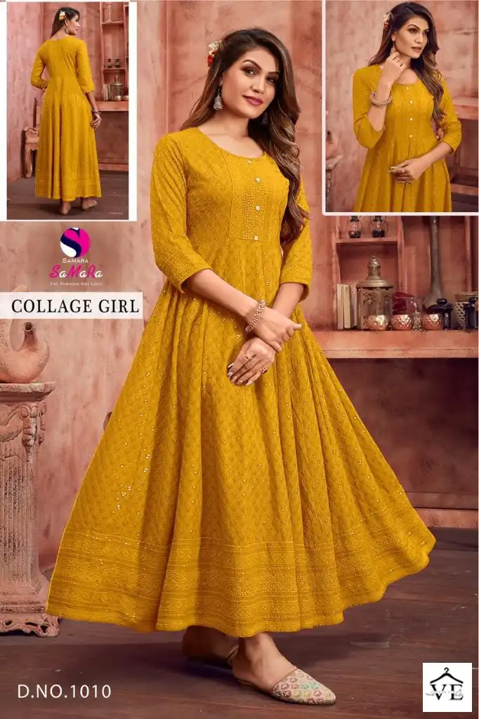 Samara College Girl Rayon Wholesale Long Kurtis Catalog — Wholesale Kurtis, MPA wholesale from Surat - Gallery Image 10
