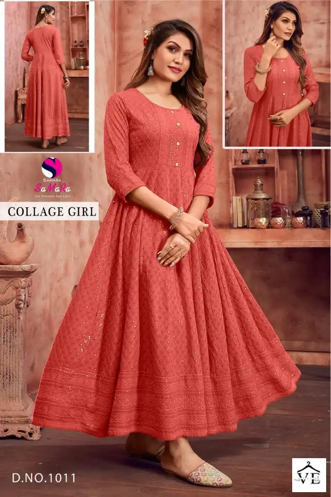 Samara College Girl Rayon Wholesale Long Kurtis Catalog — Wholesale Kurtis, MPA wholesale from Surat - Gallery Image 11