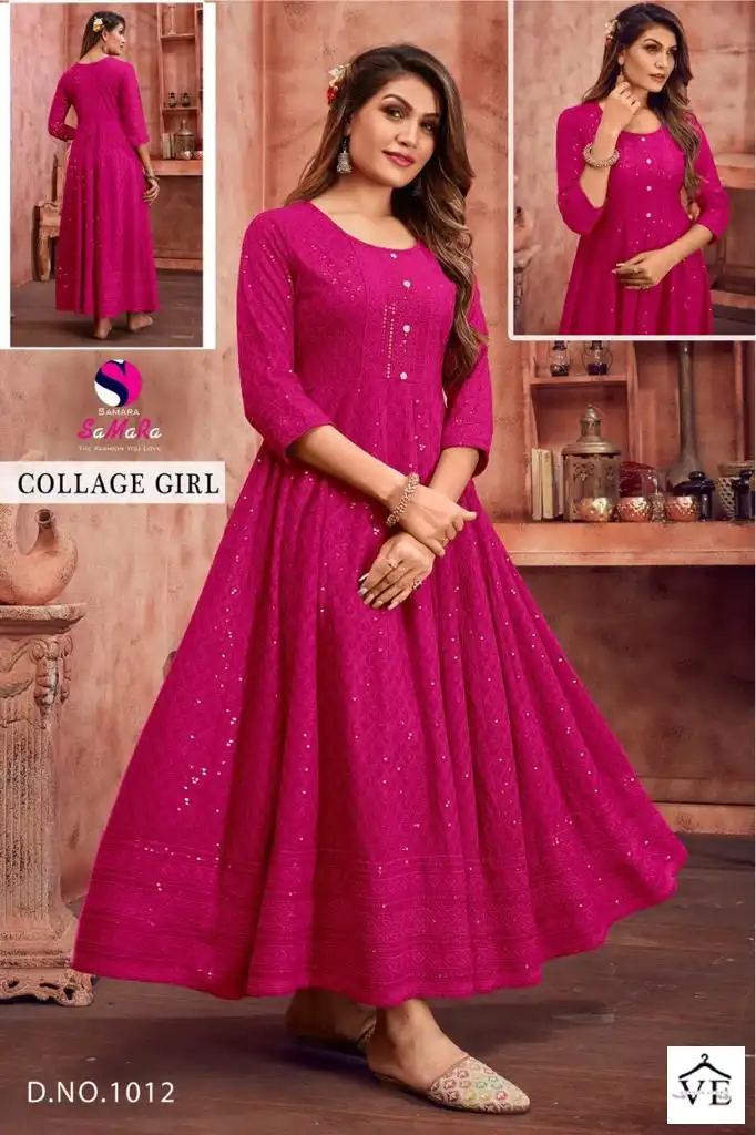Samara College Girl Rayon Wholesale Long Kurtis Catalog — Wholesale Kurtis, MPA wholesale from Surat - Gallery Image 12
