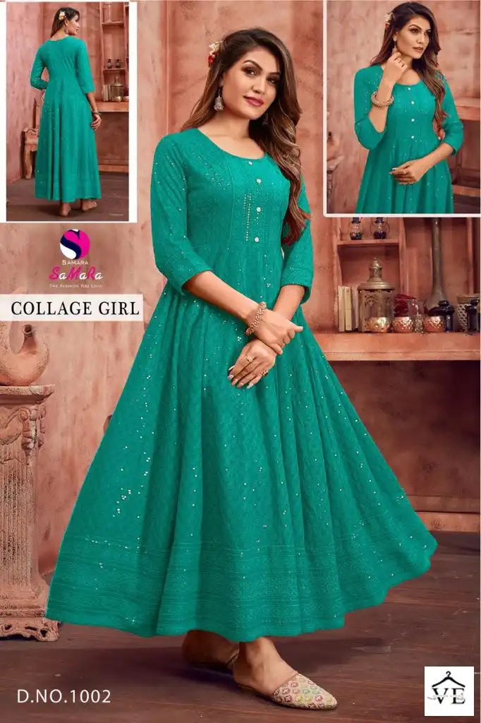 Samara College Girl Rayon Wholesale Long Kurtis Catalog — Wholesale Kurtis, MPA wholesale from Surat - Gallery Image 3