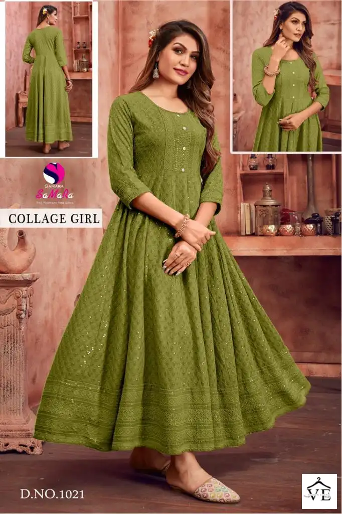 Samara College Girl Rayon Wholesale Long Kurtis Catalog — Wholesale Kurtis, MPA wholesale from Surat — view 20