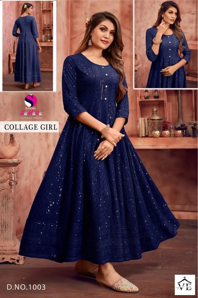 Samara College Girl Rayon Wholesale Long Kurtis Catalog — Wholesale Kurtis, MPA wholesale from Surat - Gallery Image 4
