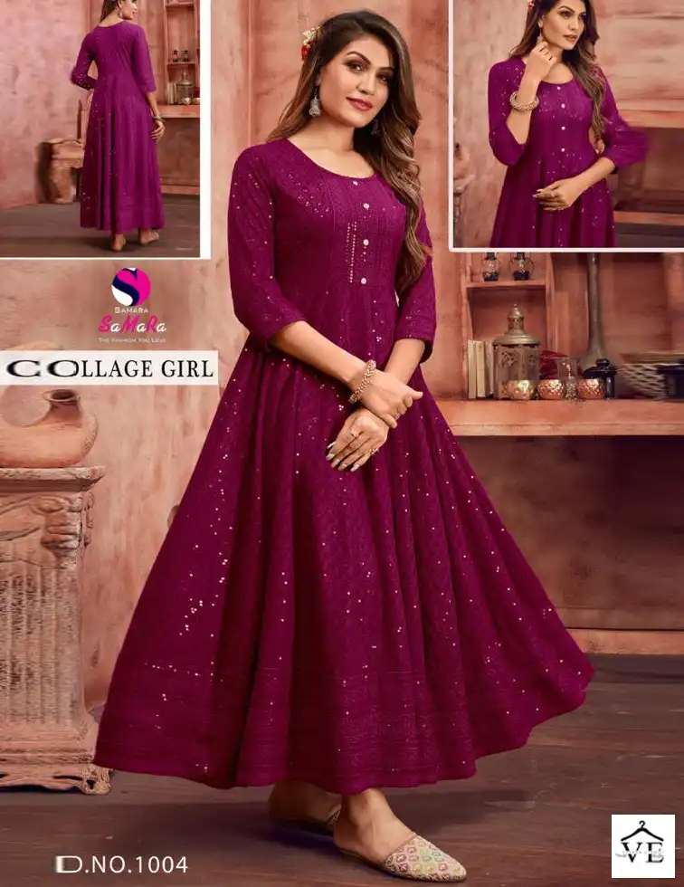 Samara College Girl Rayon Wholesale Long Kurtis Catalog — Wholesale Kurtis, MPA wholesale from Surat — view 1