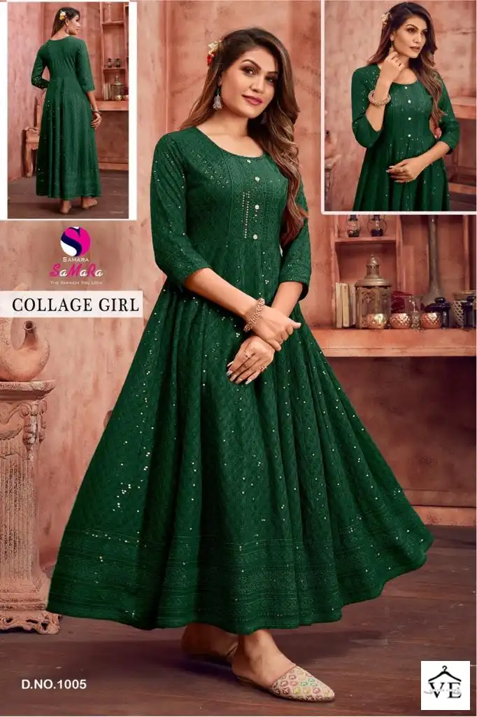 Samara College Girl Rayon Wholesale Long Kurtis Catalog — Wholesale Kurtis, MPA wholesale from Surat - Gallery Image 5