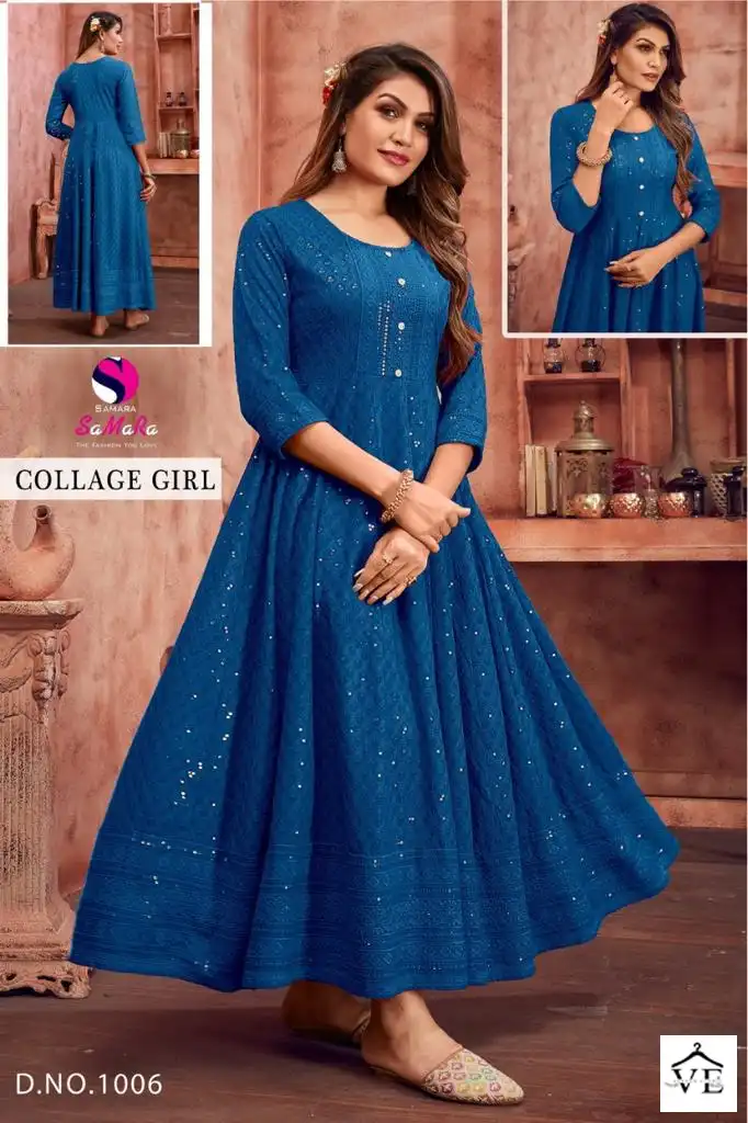 Samara College Girl Rayon Wholesale Long Kurtis Catalog — Wholesale Kurtis, MPA wholesale from Surat - Gallery Image 6