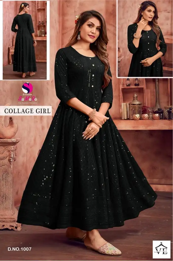 Samara College Girl Rayon Wholesale Long Kurtis Catalog — Wholesale Kurtis, MPA wholesale from Surat - Gallery Image 7