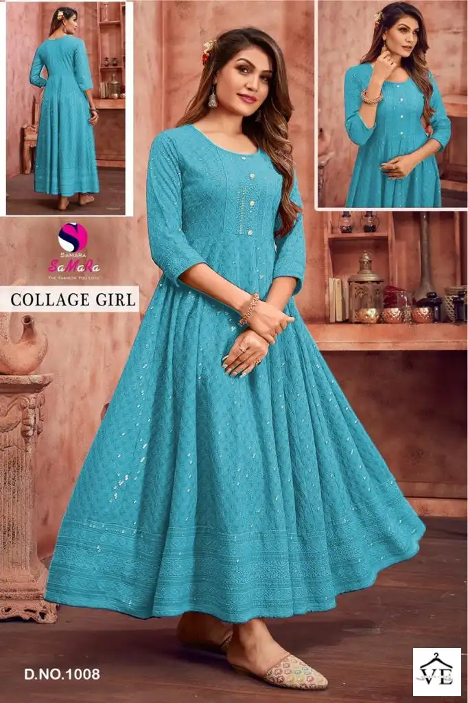 Samara College Girl Rayon Wholesale Long Kurtis Catalog — Wholesale Kurtis, MPA wholesale from Surat - Gallery Image 8