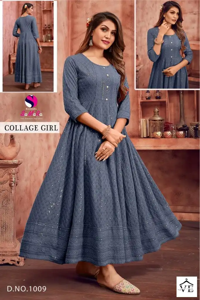 Samara College Girl Rayon Wholesale Long Kurtis Catalog — Wholesale Kurtis, MPA wholesale from Surat - Gallery Image 9