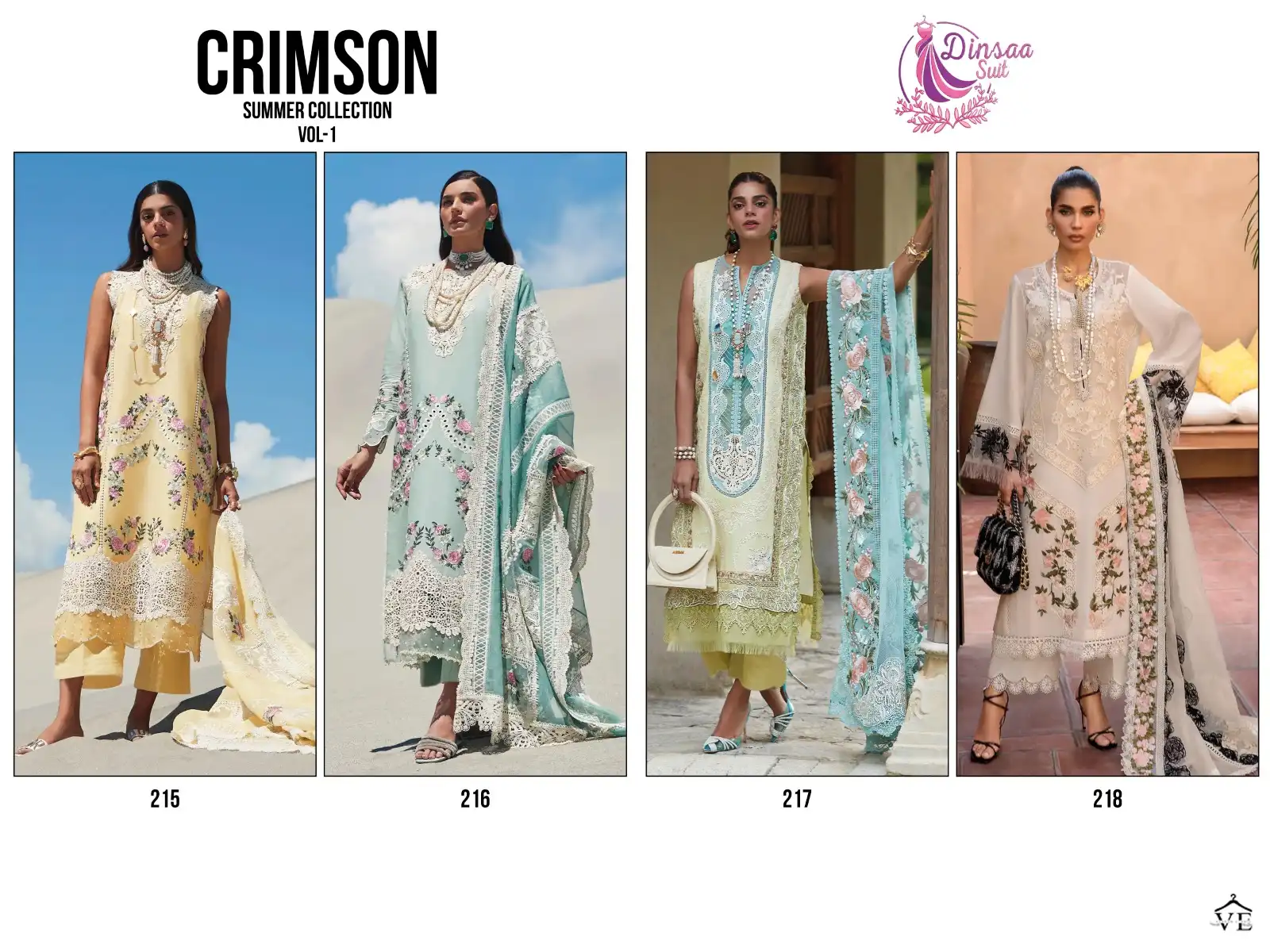 Dinsaa Crimson Super Summer Collection Vol-1 Pure Cotton Wholesale Pakistani Suits Catalog — Wholesale Salwar Suits, MPA wholesale from Surat — view 9