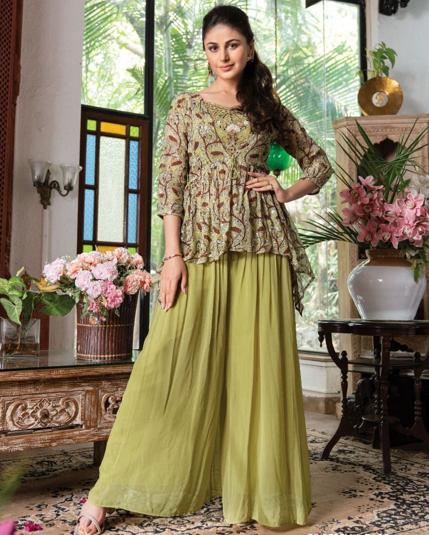 Anju Fabric Cindrella Vol 2 Pure Georgett Wholesale Designer Kurti With Plazzo Catalog — Wholesale Kurtis, MPA wholesale from Surat — view 1